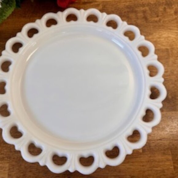 Anchor Hocking Old Colony Milk Glass Platter‎ Lace Edge Vintage Serving Tray - Picture 5 of 6